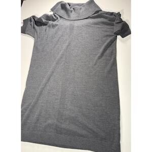 Lands' End women's Large Grey cowl neck merino wool pullover sweater dress